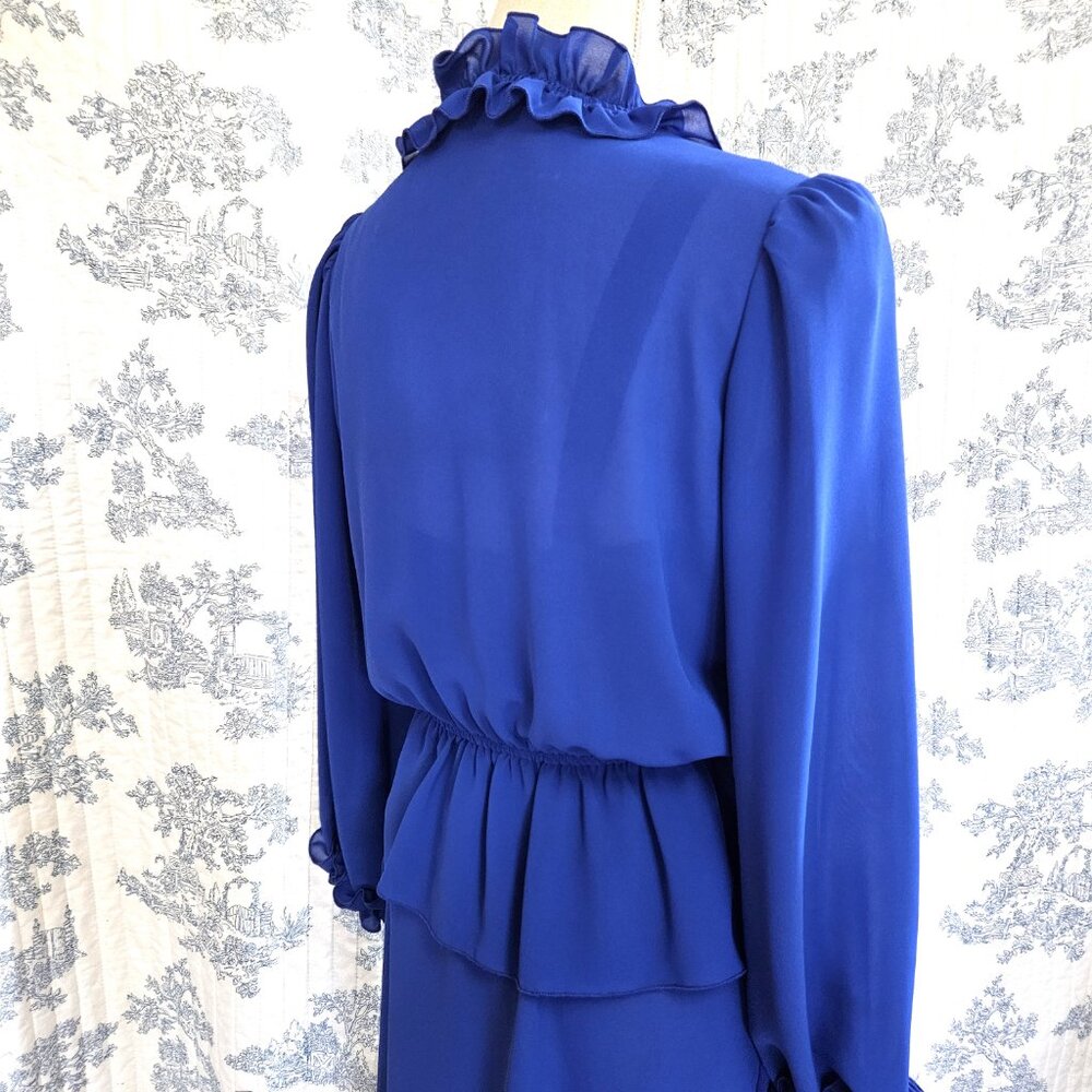 Size S - M Vintage 1970s Silhouettes Dress And Ruffled Jacket - Picture 8 of 13